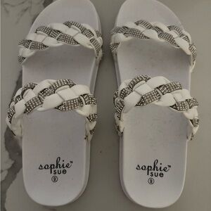 Sophie'sue White and Silver Braided Sandals Size 9 NEW never worn.